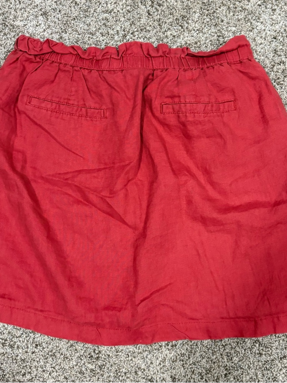 Kenar Deep Red 100% LINEN Elastic Waist Skirt - Picture 2 of 3